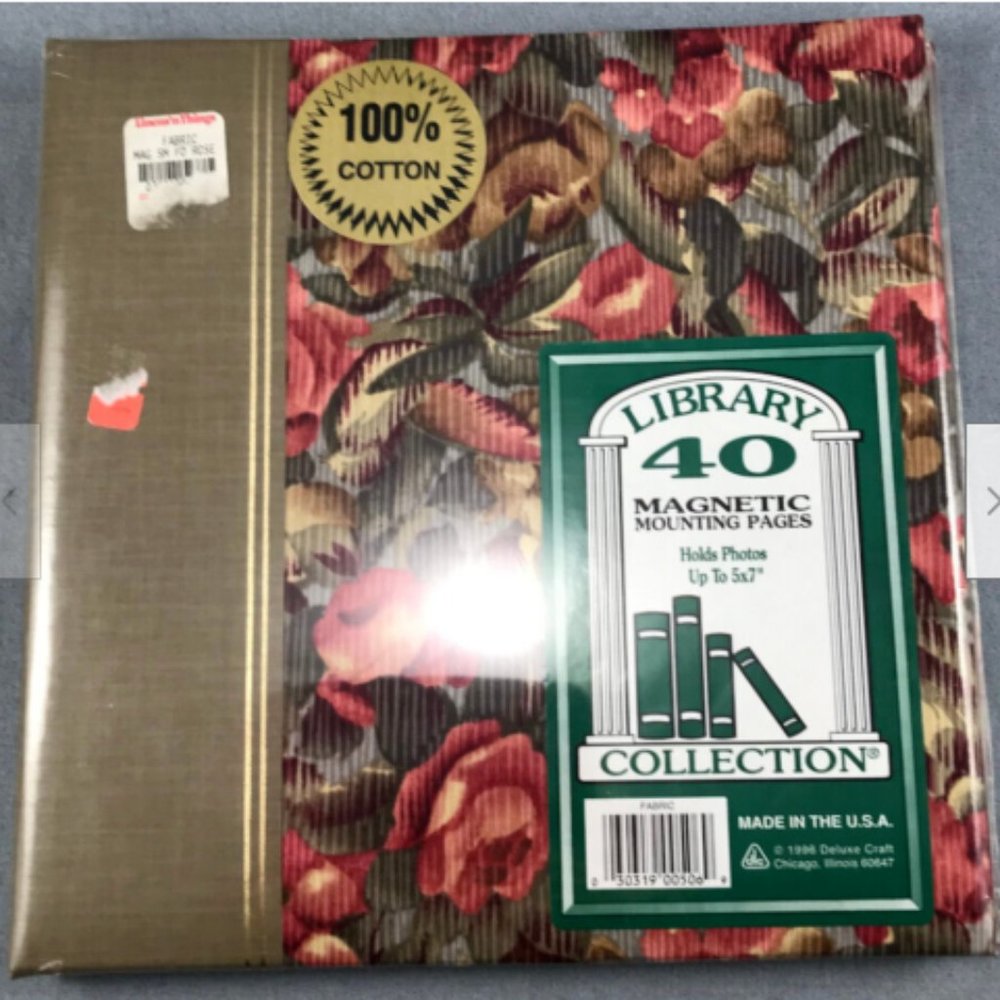Deluxe Craft Photo Album Floral Print Cotton Fabric Cover 40 Self Adhesive Pages